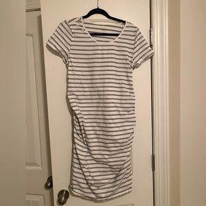 Black and White Striped Maternity Dress